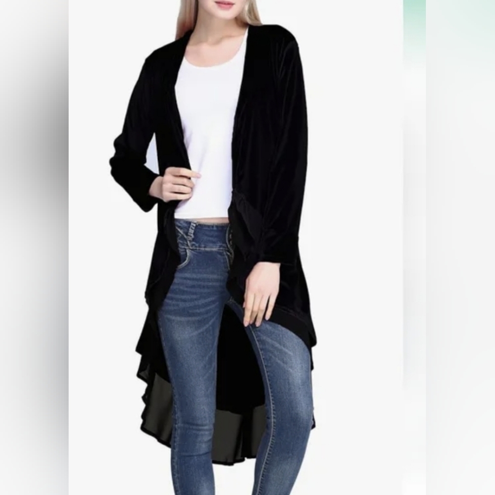 Urban CoCo Women's Long Sleeve Velvet Cardigan Coat with X-Large Whymsigoth Boho